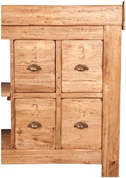 Banc de tamplar, L184 74 H92 cm, 4 sertare, natur antic, lemn masiv