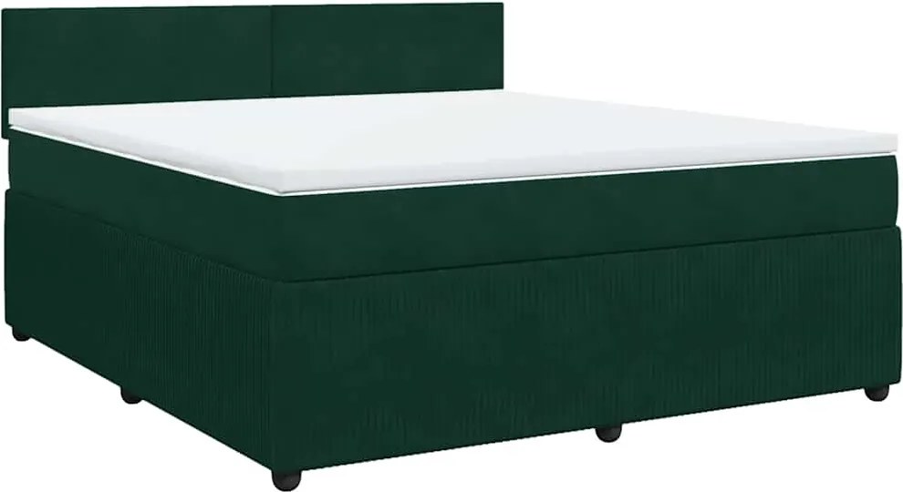 vidaXL Pat box spring cu saltea, verde închis, 180x200 cm, catifea