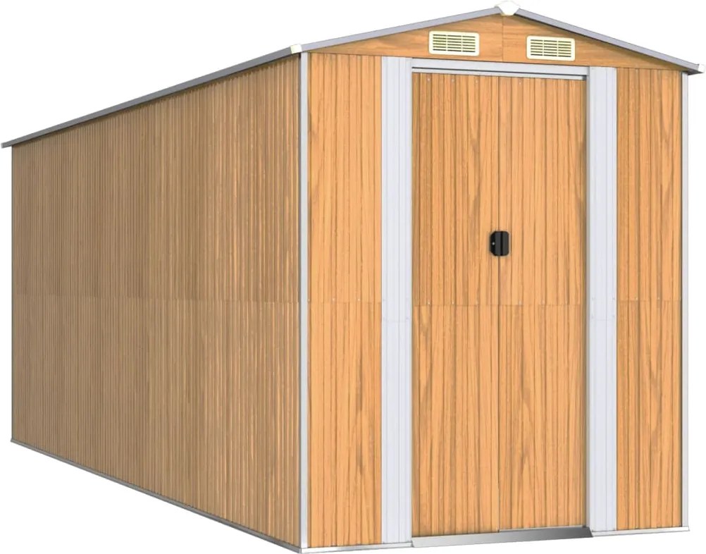 vidaXL Șopron de grădină, maro deschis, 192x523x223 cm, oțel zincat