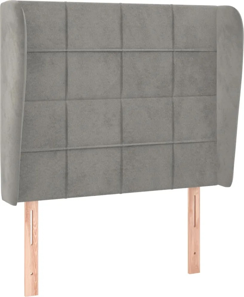 vidaXL Tăblie de pat cu aripioare gri deschis 103x23x118/128cm catifea