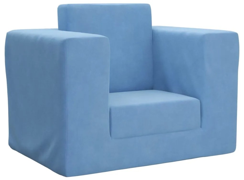 341849 vidaXL Canapea extensibilă pentru copii, albastru, pluș moale