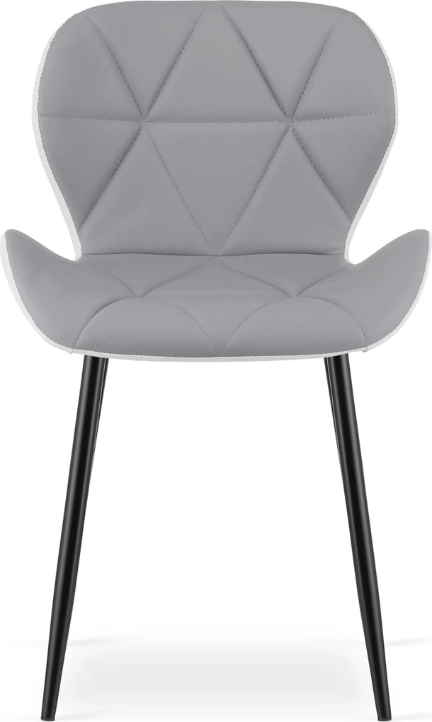 Scaun de dining MANGO din piele ecologica cu picioare negre, gri-alb