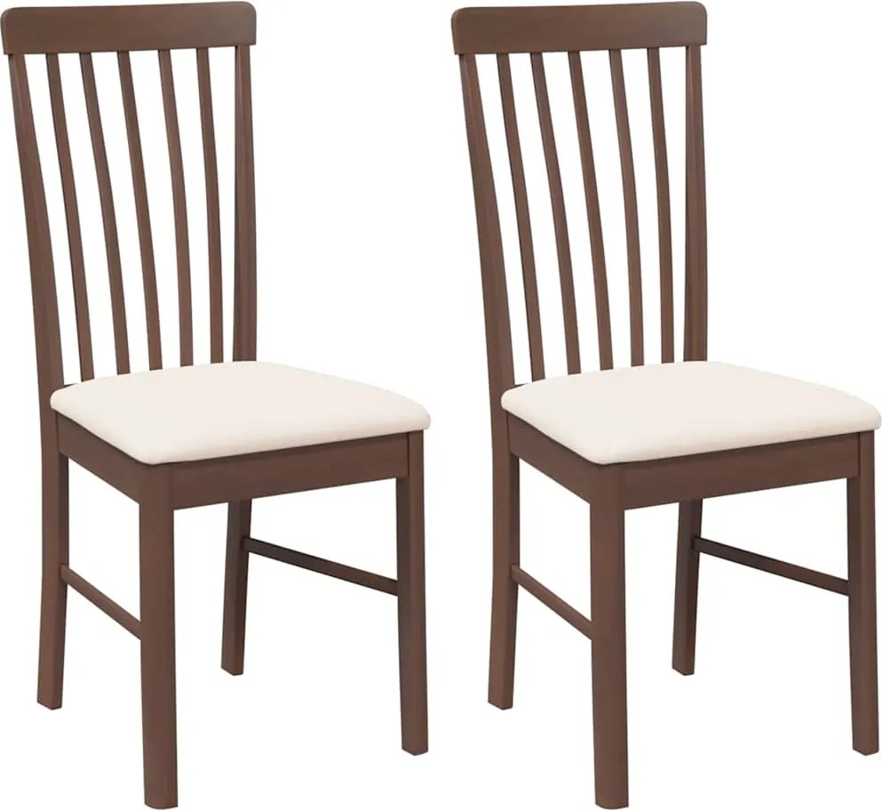 vidaXL Scaune sufragerie cu perne 2 buc. cauciuc din lemn masiv maro