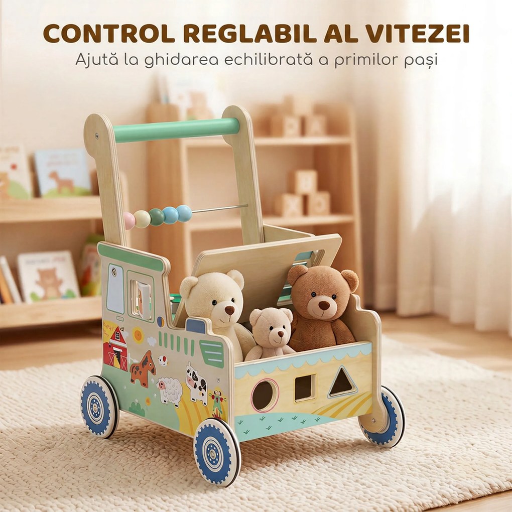 AIYAPLAY Girelă Pentru Copii Cu Panouri De Activități, Multistrat, Verde | Aosom Romania