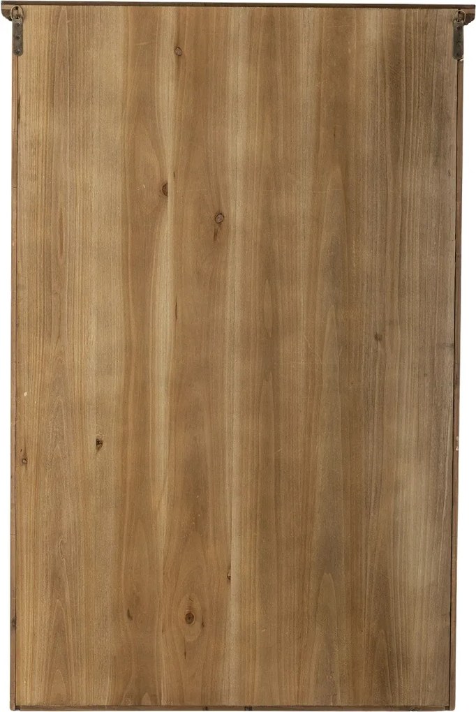 Dulap de perete din lemn masiv alb, cu 2 uși cu vitrină din sticlă și interior maro, „Hazem", 81 x 18 x 122 cm