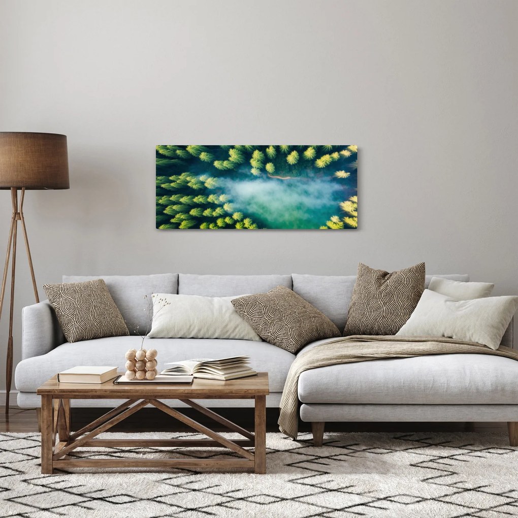Tablou - O pădure învăluită în ceață (120x50 cm)