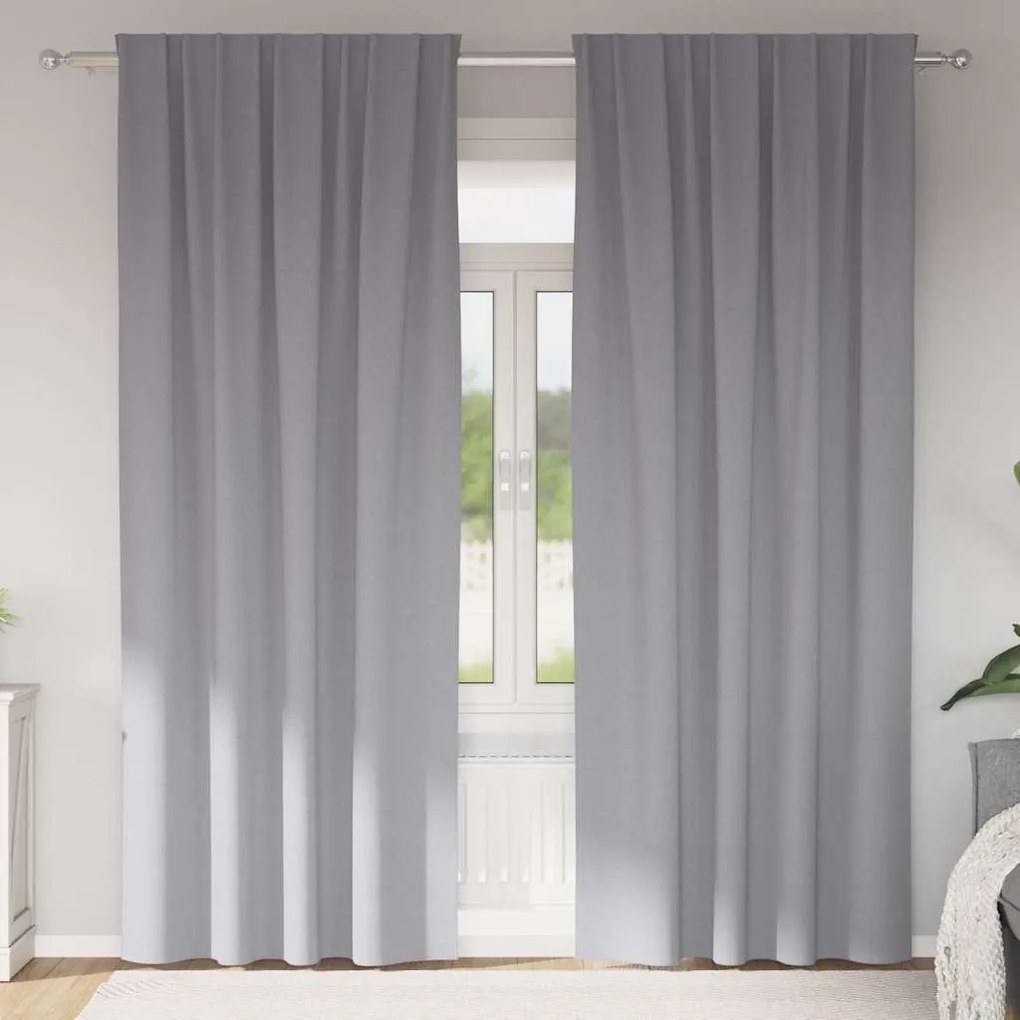 vidaXL Perdele cu perdele 2 pcs Gri deschis 260 x 140 cm Poliester