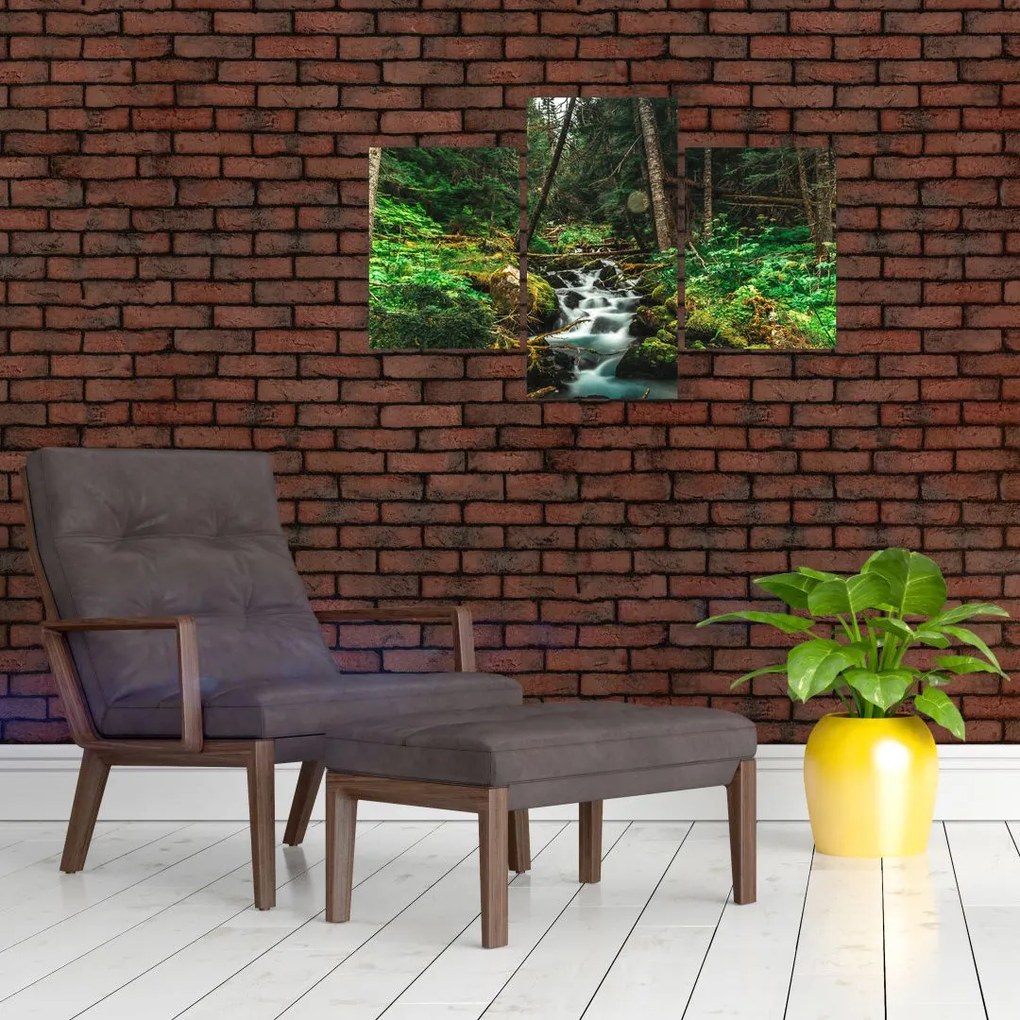 Tablou cu pârău în pădure (90x60 cm)