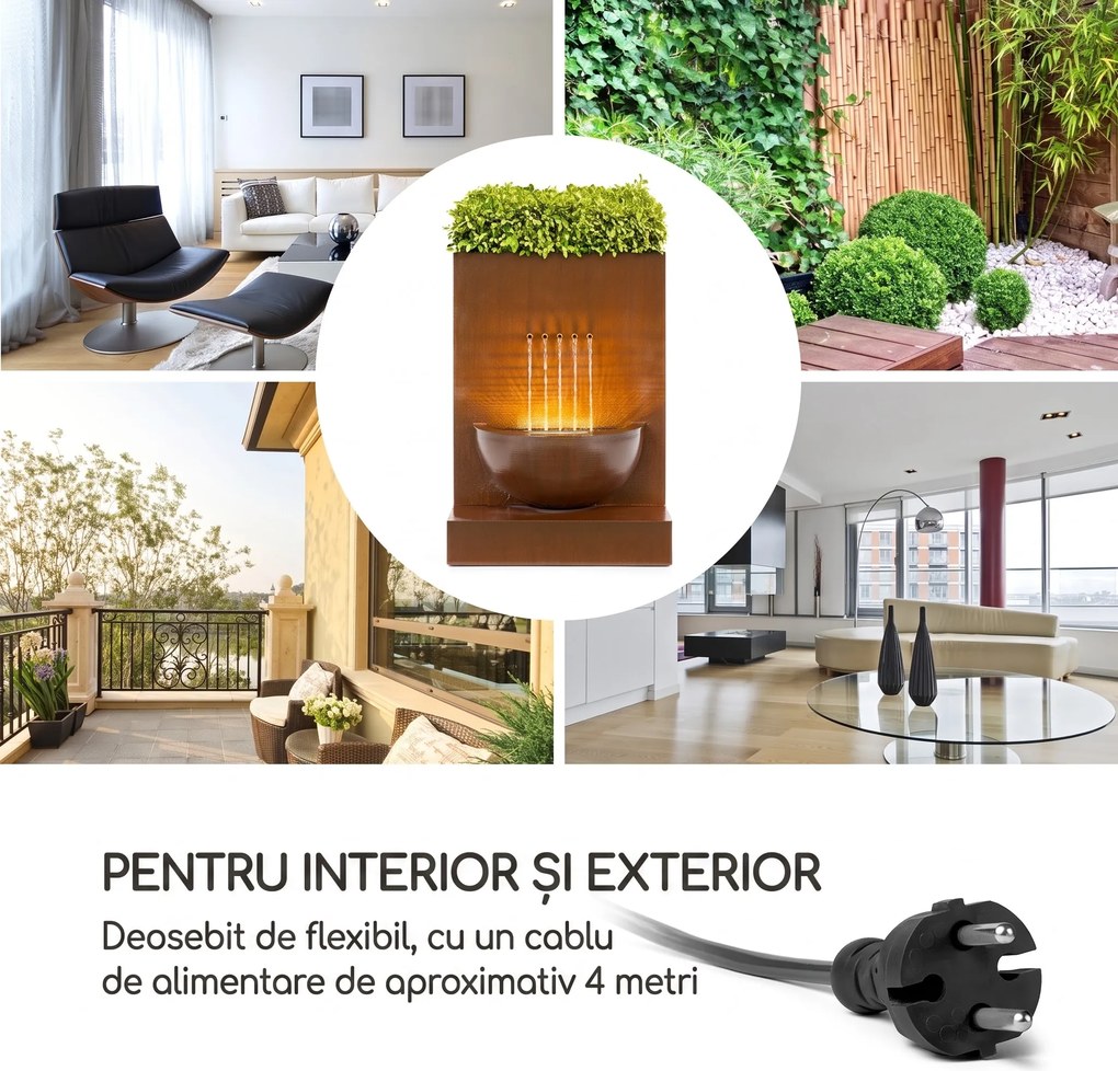 Blumfeldt Windflower, fontană de grădină cu ghiveci de flori, 11 W, metal galvanizat, maro