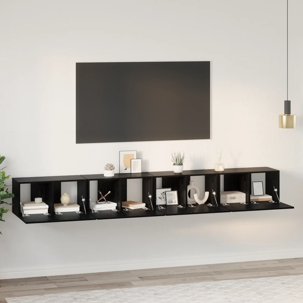 vidaXL Set comodă TV 4 pcs Stejar negru 60 x 30 x 30 cm Lemn compozit