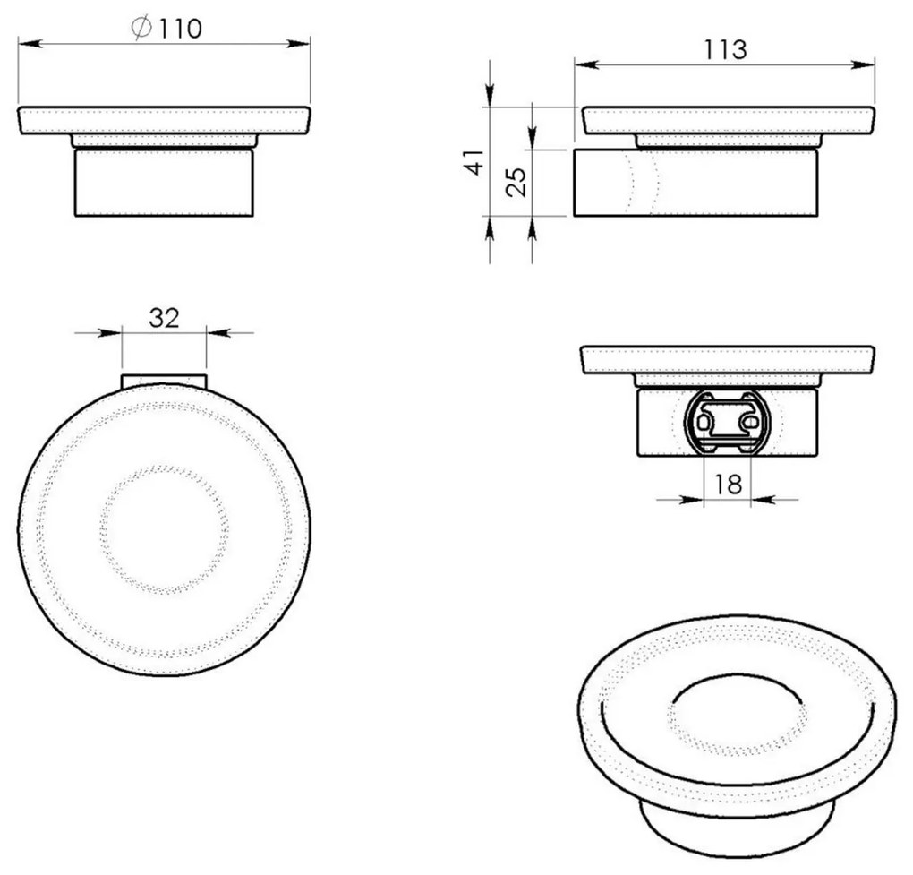 Sapuniera GEDY PI1114 Pirenei, negru mat/sticlă albă