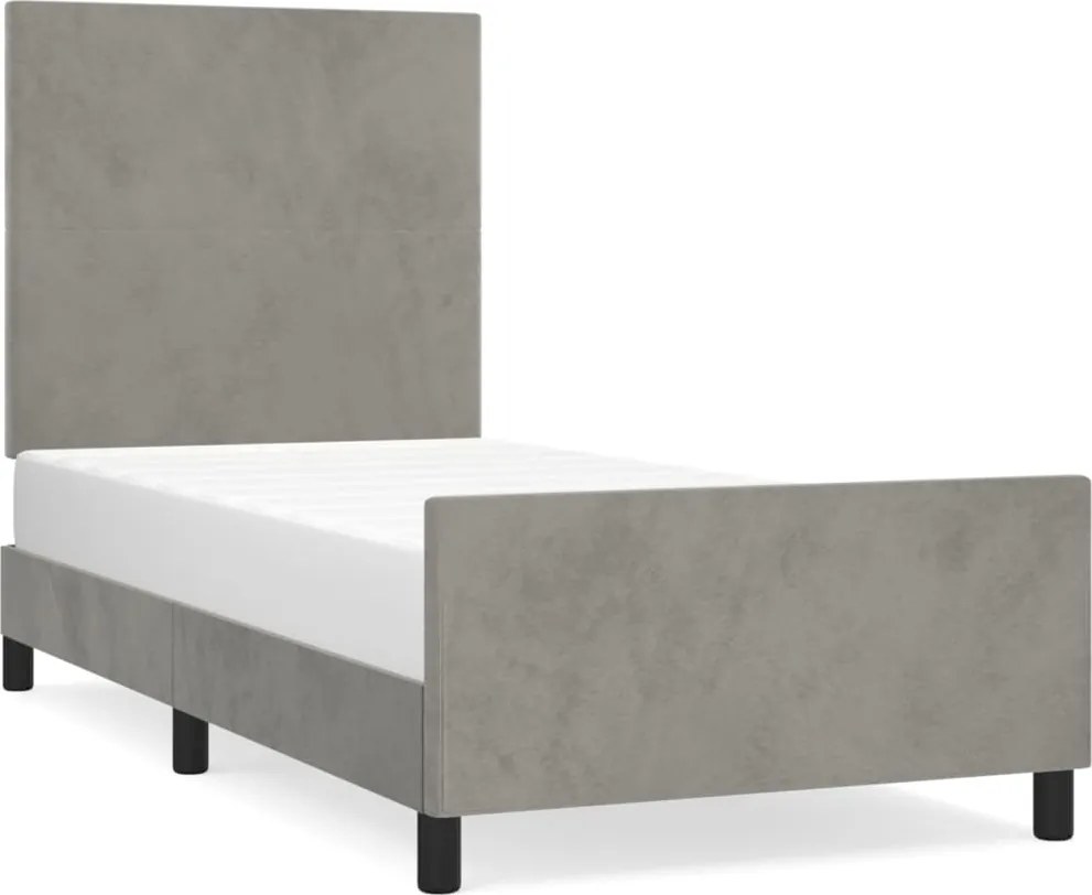 vidaXL Cadru de pat fără saltea, gri deschis, 100x200 cm, catifea