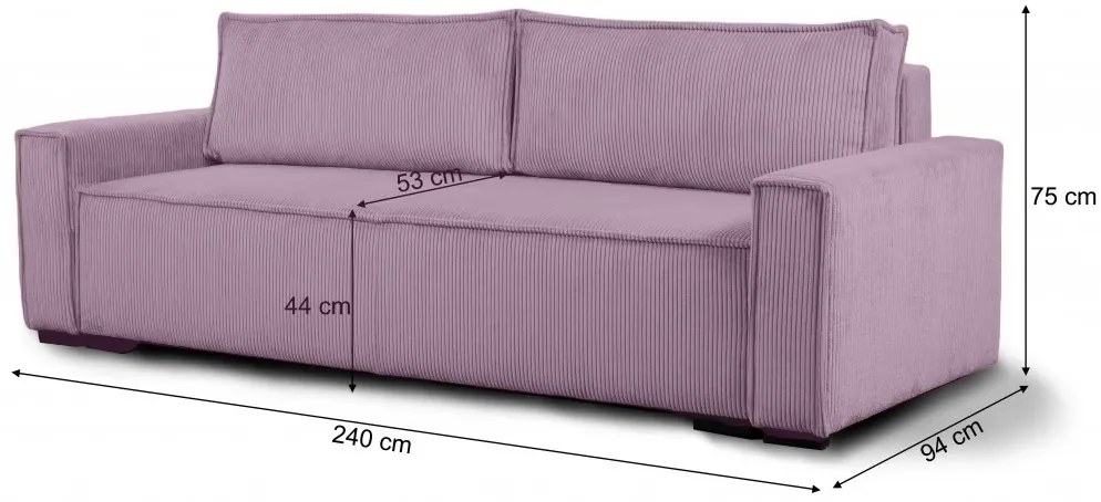 Canapea extensibila trei locuri cu taburet SMART SET, lila