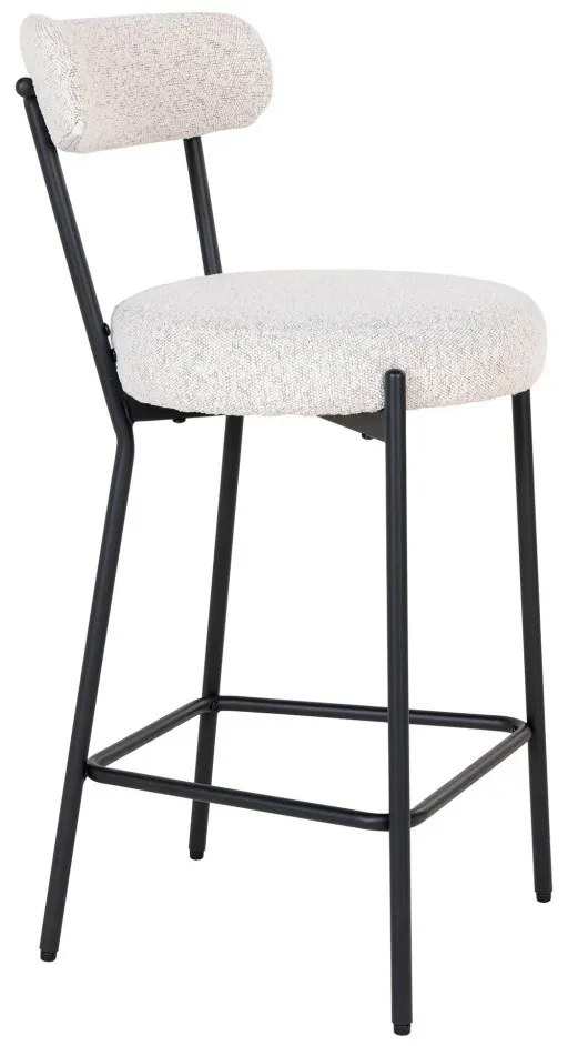 Badalona bartool, taburet, alb, picioare negre