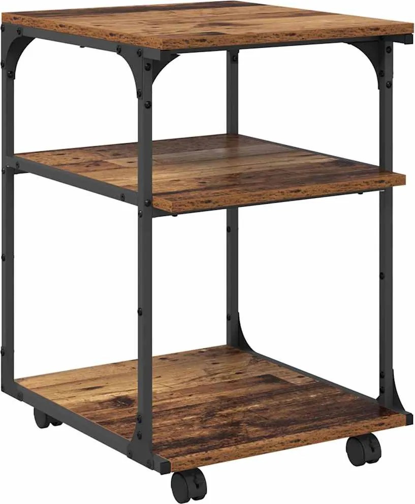 vidaXL Suport pentru imprimantă Lemn Vechi 43 x 48 x 64 cm