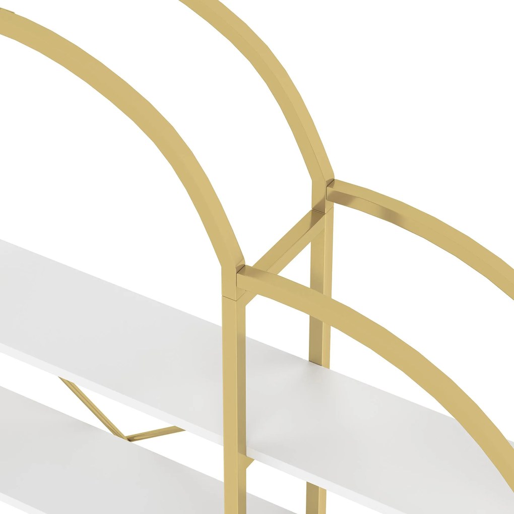 Raft în stil simplu, cinci straturi de depozitare, formă unică de nor, 170x26x190 cm, Aur + Alb