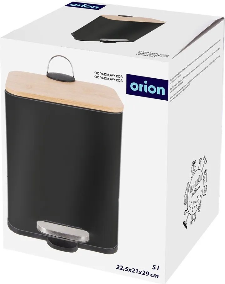 Coș de gunoi negru cu pedală din oțel inoxidabil 5 l Black – Orion