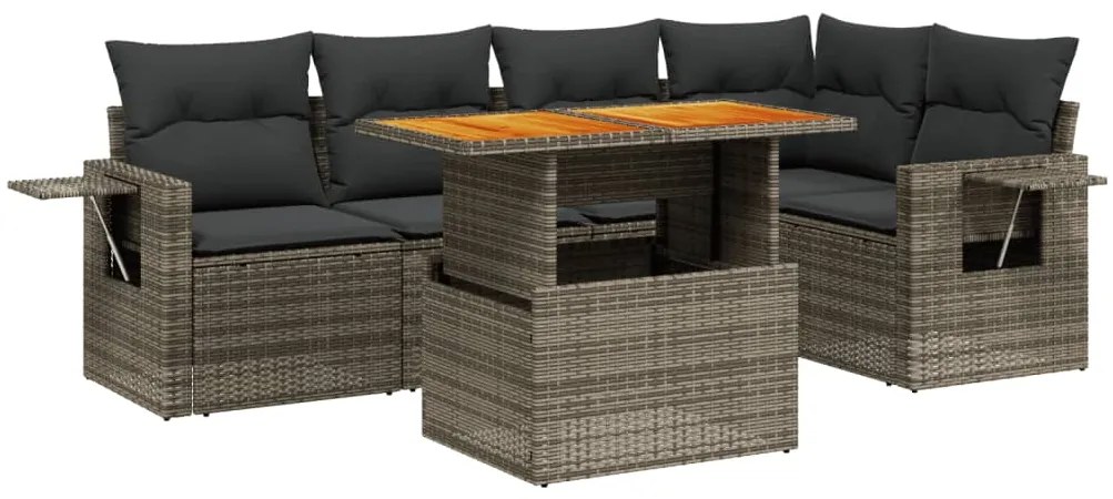 3271746 vidaXL Set mobilier grădină cu perne, 6 piese, gri, poliratan