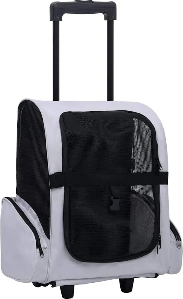 vidaXL Cărucior pentru animale de companie pliabil multifuncțional gri