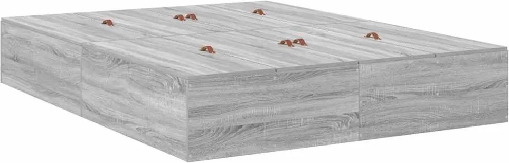 vidaXL Cadru de pat cu depozitare Gri Sonoma 160 cm Lemn compozit