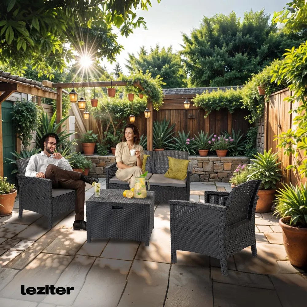 Set de mobilier de grădină Venus cu 4 locuri, grafit