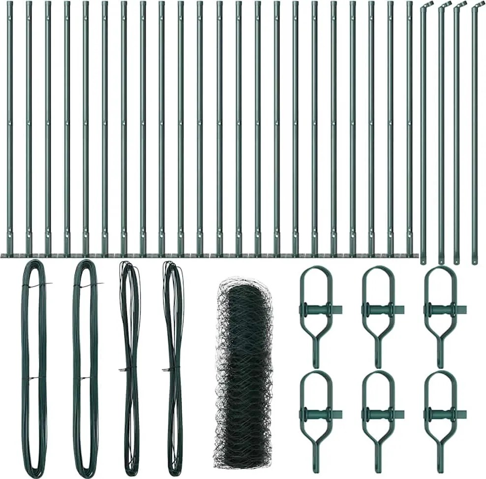 vidaXL Stâlp de gard. Verde 50 x 0,5 m (plasă de 50 mm) Oțel și PVC
