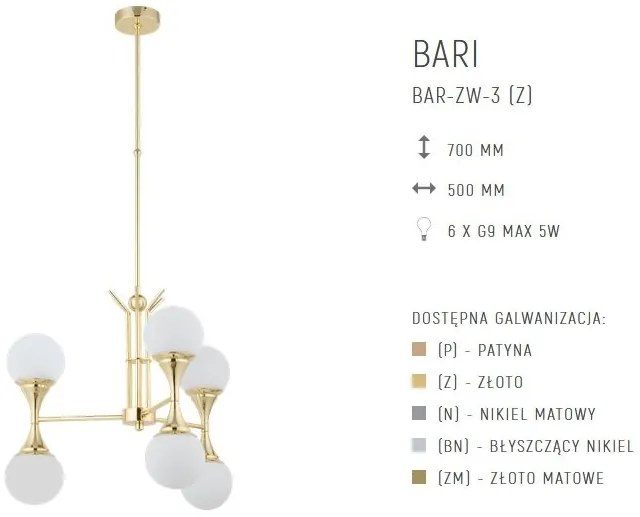 Candelabru cu 3 brate design LUX realizat manual BARI