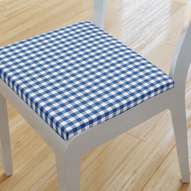 Goldea pernă pentru scaun 38x38 cm - kanafas - carouri mici albastre și albe 38 x 38 cm