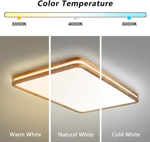 Brilagi - Corp de iluminat LED reglabil MOLINA SQUARE LED/128W/230V, stejar, 90x60 cm + telecomandă