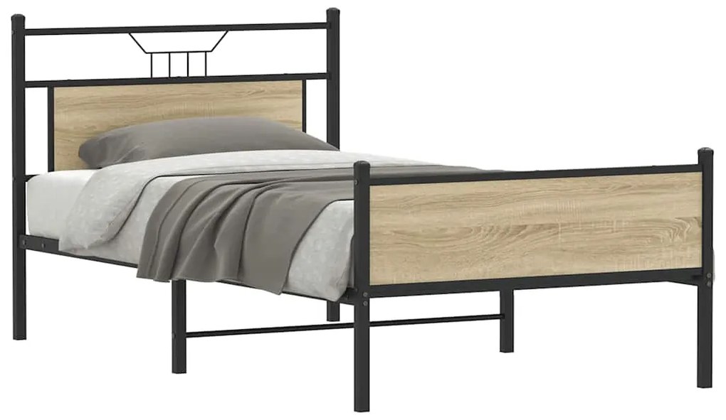 vidaXL Cadru pat fără saltea stejar sonoma 100x200 cm lemn prelucrat