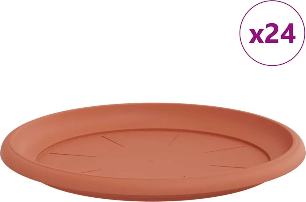 vidaXL Tavă rotundă pentru flori 24 pcs Roșu cărămidă Ø 27 x 2,5 cm