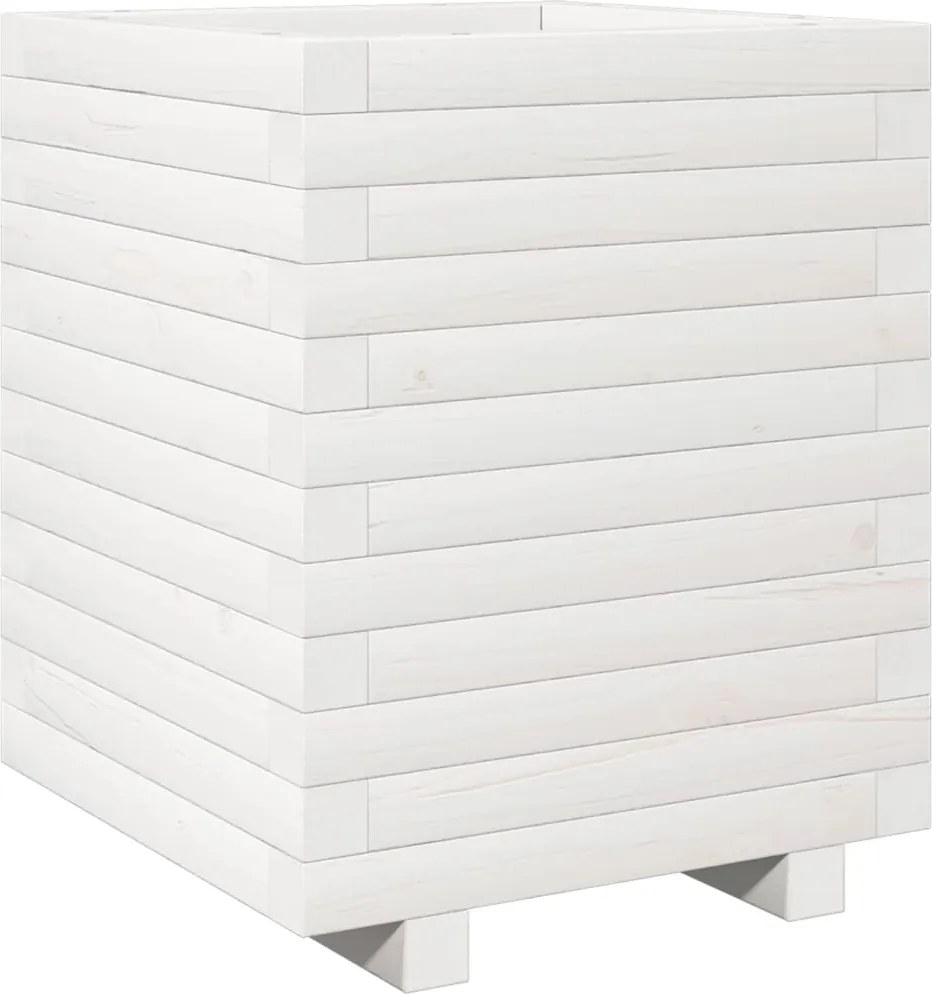 vidaXL Jardinieră de grădină, alb, 40x40x49,5 cm, lemn masiv de pin