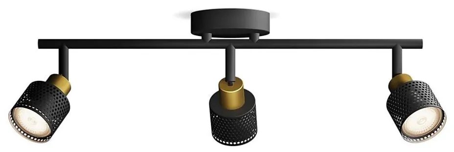 Spot Philips NIALL 3xGU10/5W/230V negru/alamă