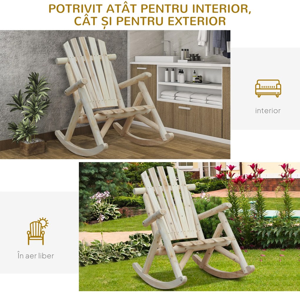 Outsunny Scaun Balansoar de Gradina stil Adirondack din Lemn 96x66x98cm | Aosom Ro