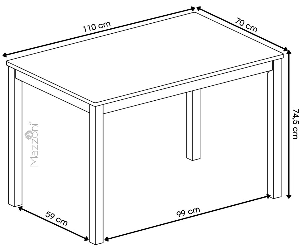MAZZONI EXPORT Set TORINO masă + 4 scaune Alb/Gri deschis (material Sawana 21) - SET DE LEMN PENTRU BUCĂTĂRIE/SUFRAGERIE