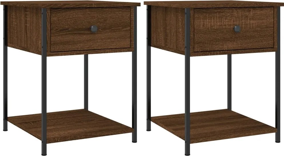 vidaXL Noptiere, 2 buc., stejar maro, 44x45x58 cm, lemn compozit