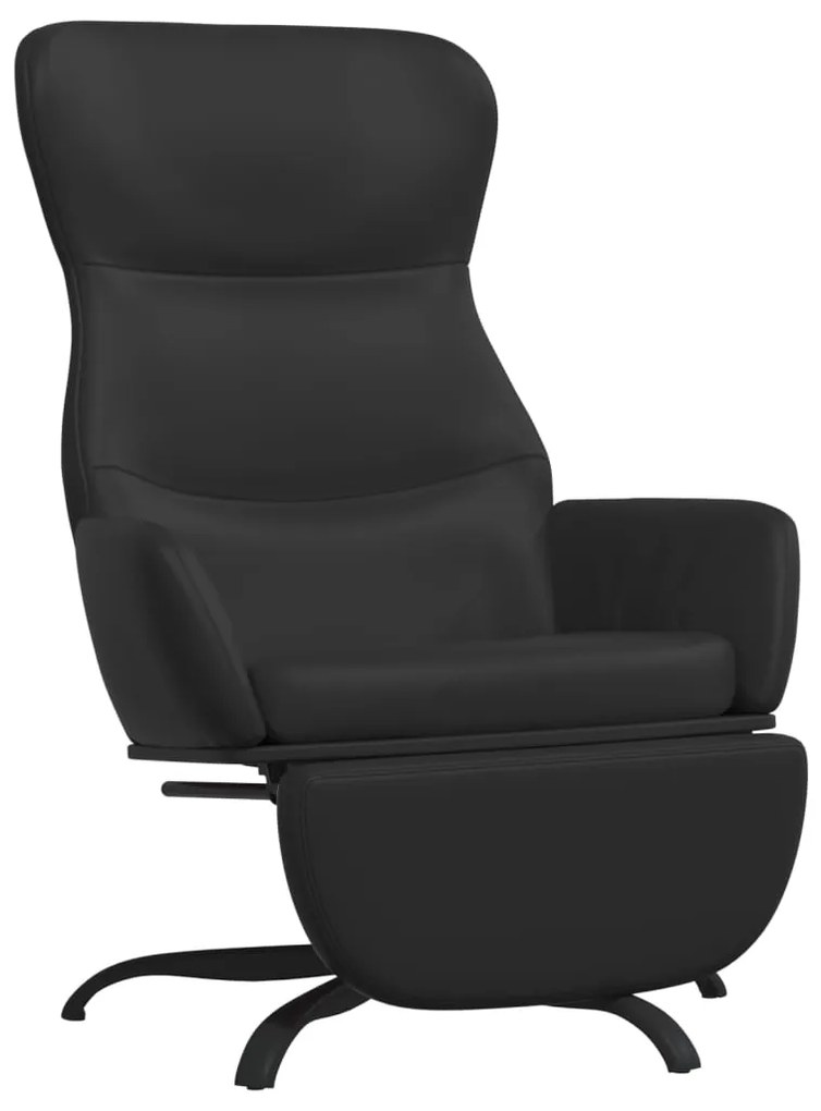 3097451 vidaXL Scaun de relaxare cu taburet, negru, piele ecologică