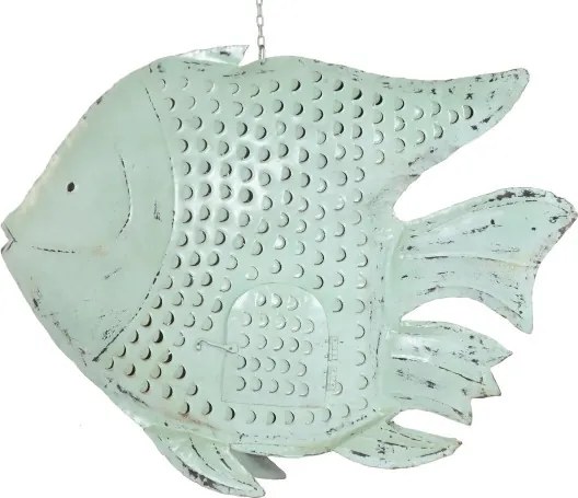 Decorațiune de perete tip pește, stil marin, culoare albastru deschis, din metal, „Blue Reef”