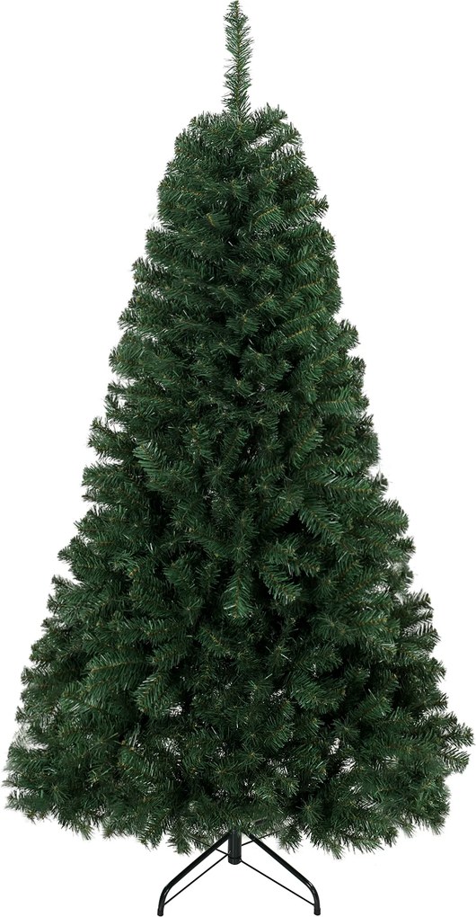 HOMCOM Brad Artificial de Crăciun, 180 cm, 888 Ramuri Ignifuge, Bază Metalică Pliabilă, Verde | Aosom Romania