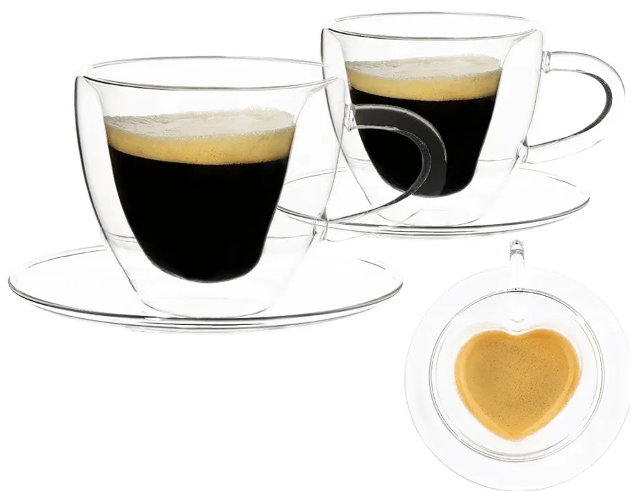 Ceaşcă termorezistentă Heart cu farfurie, 2 buc., în formă de inimă, 150 ml, HOTCOOL TYP 5