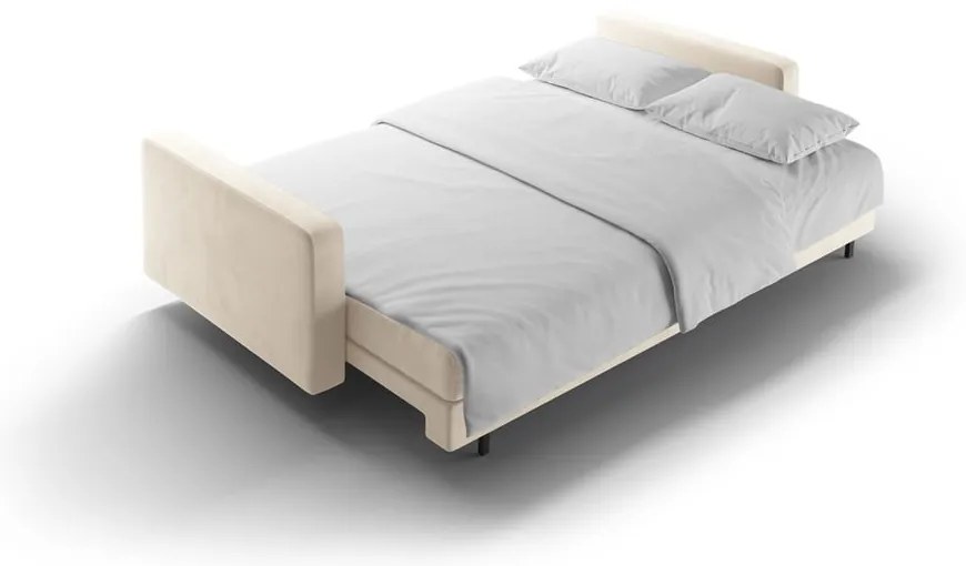 Canapea crem extensibilă, cu spațiu de depozitare cu tapițerie din catifea 222 cm Bali – Cosmopolitan Design