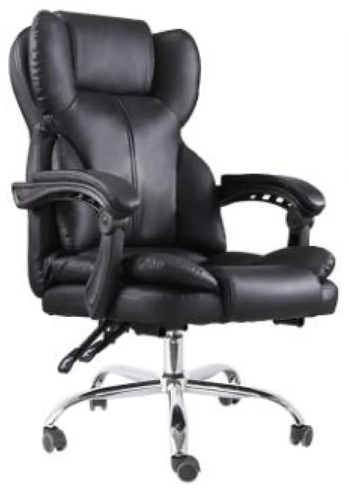 Scaun directorial, suport picioare, funcție recliner, SIB 818, PU, Negru