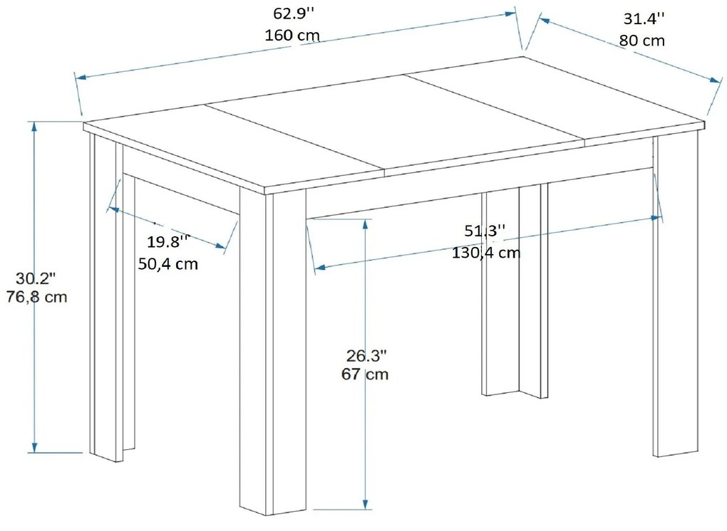 Masă sufragerie Dovete 2 (Nuc deschis + negru) (pentru 6 persoane). 1093697