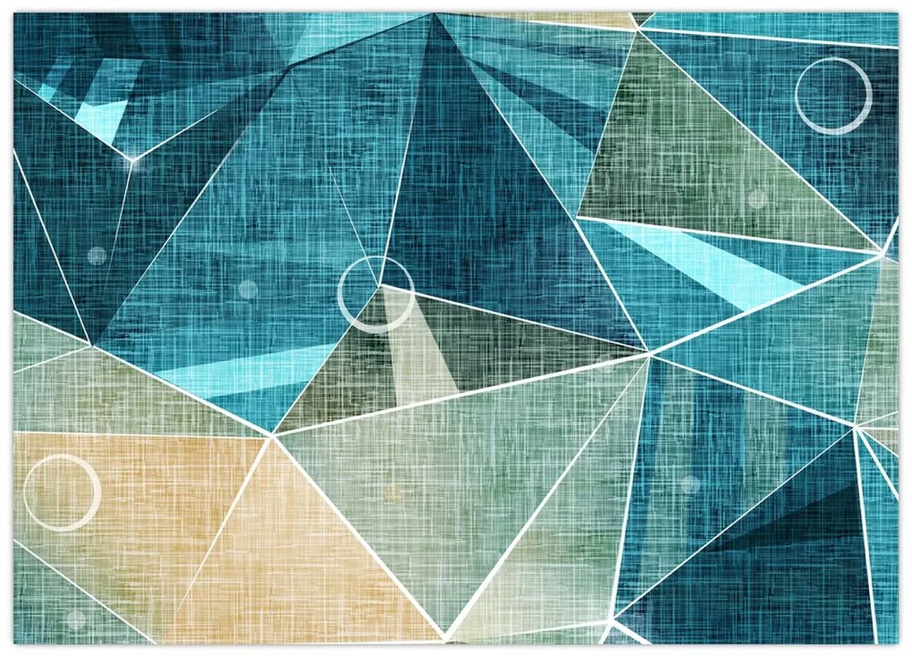 Tablou pe sticlă - Abstract turcoaz (70x50 cm)