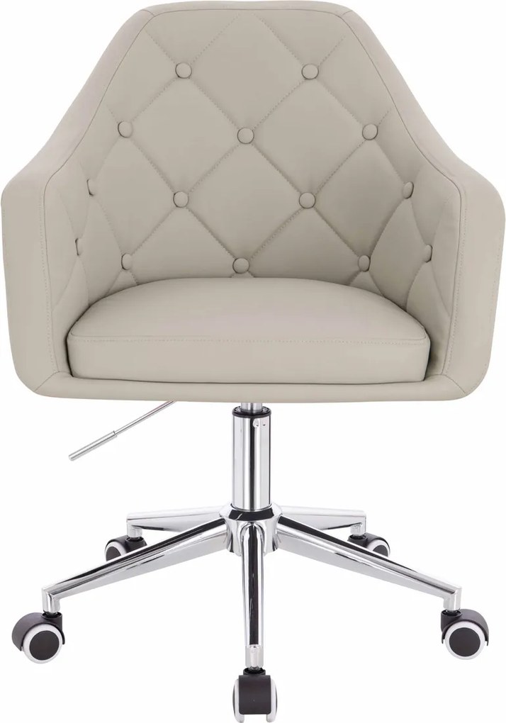 HR831K Scaun Ecru Piele Ecologica Premium Soft cu Bază Cromata