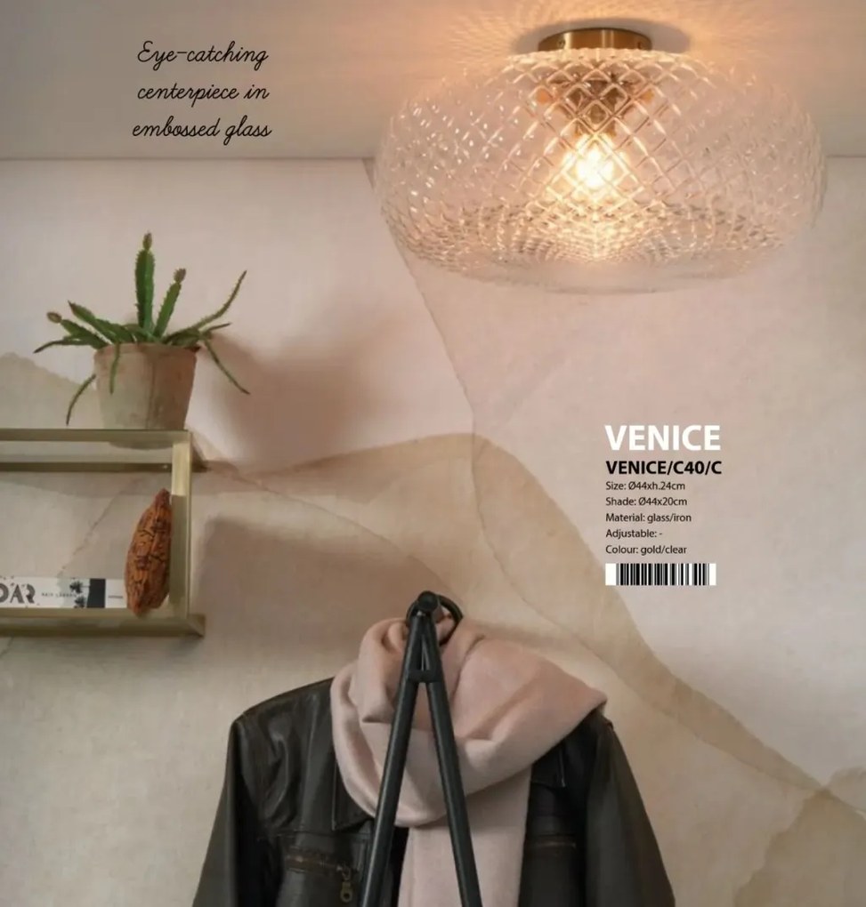 Plafoniera moderna design decorativ Venice auriu/transparent
