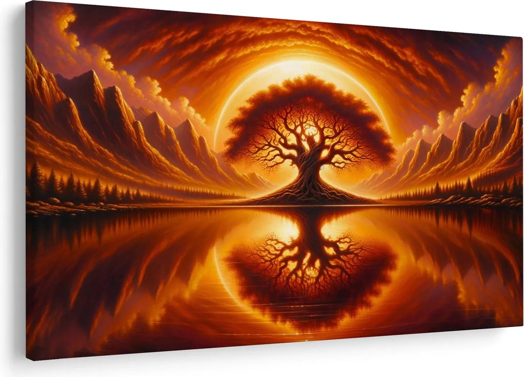 Tablou – Arbore în soare sângeriu (90x60 cm)