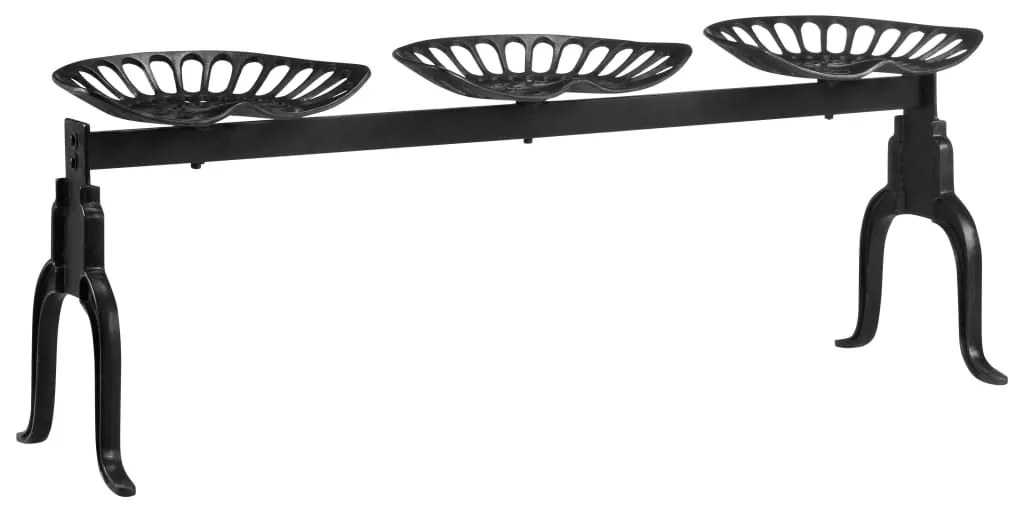 286248 vidaXL Bancă cu 3 locuri, negru, 155 cm, fontă