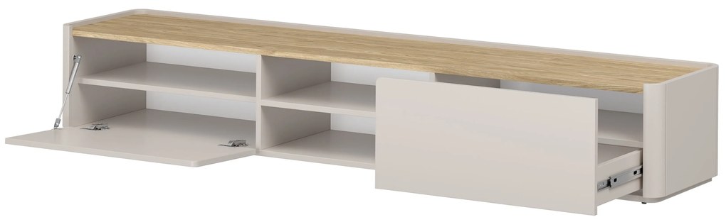 Comodă TV cu sertar Elivo 220 cm - cașmir / stejar uleiat