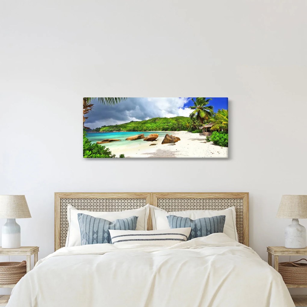 Tablou - Seychelles, plaja Takamaka (120x50 cm)